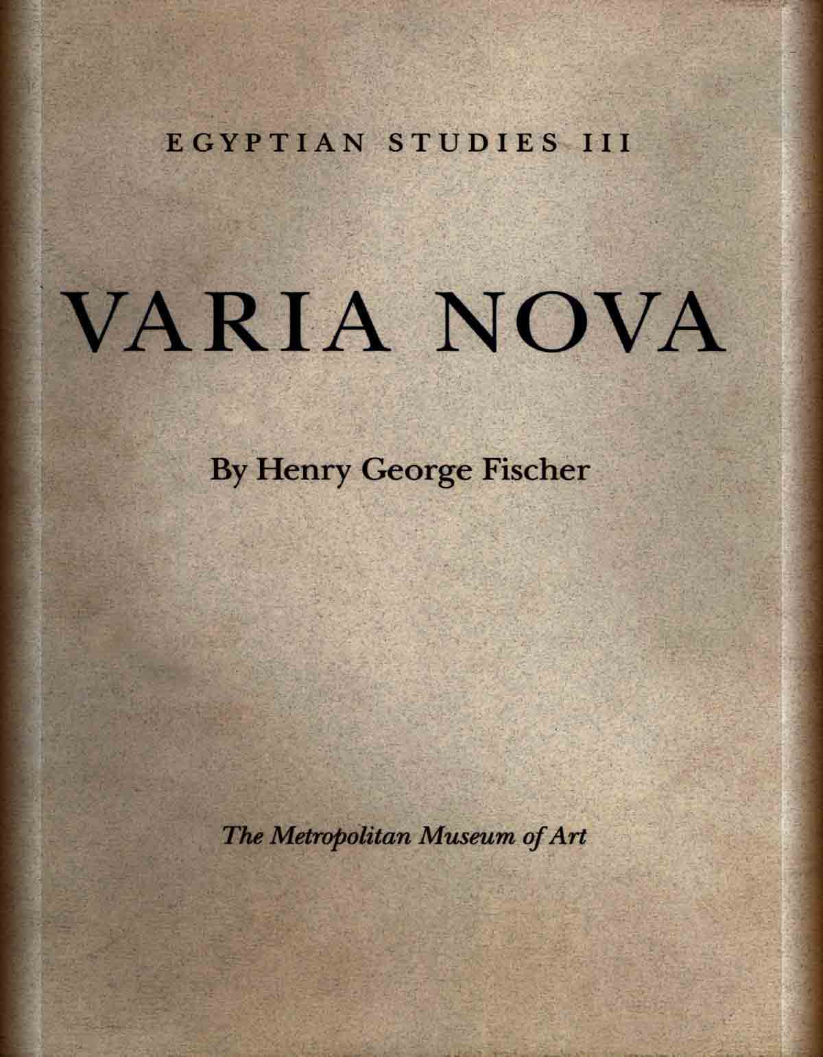 Egyptian_Studies_III_varia_nova-cover