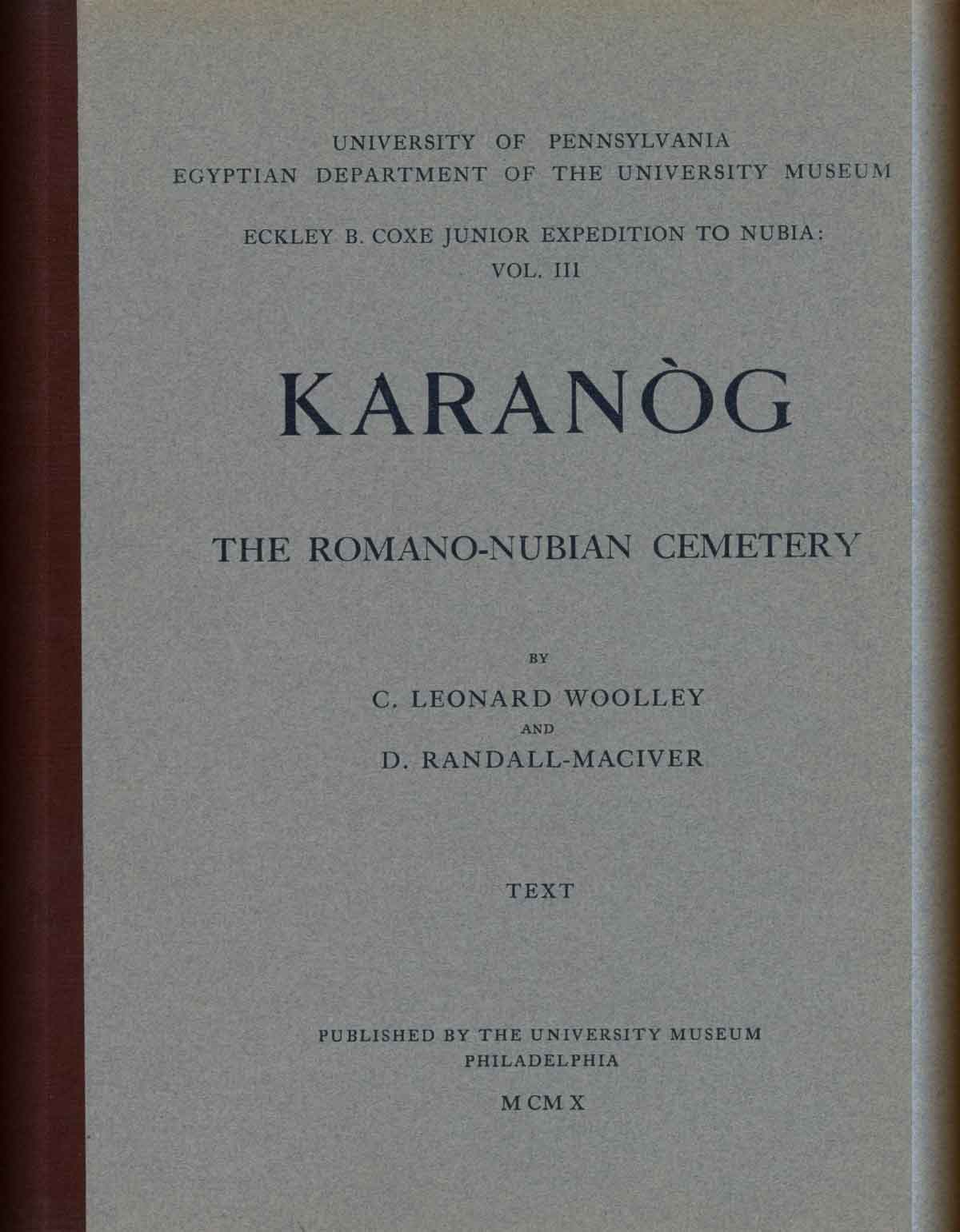 Karanog the Romano-Nubian Cemetery - Volume 3-cover