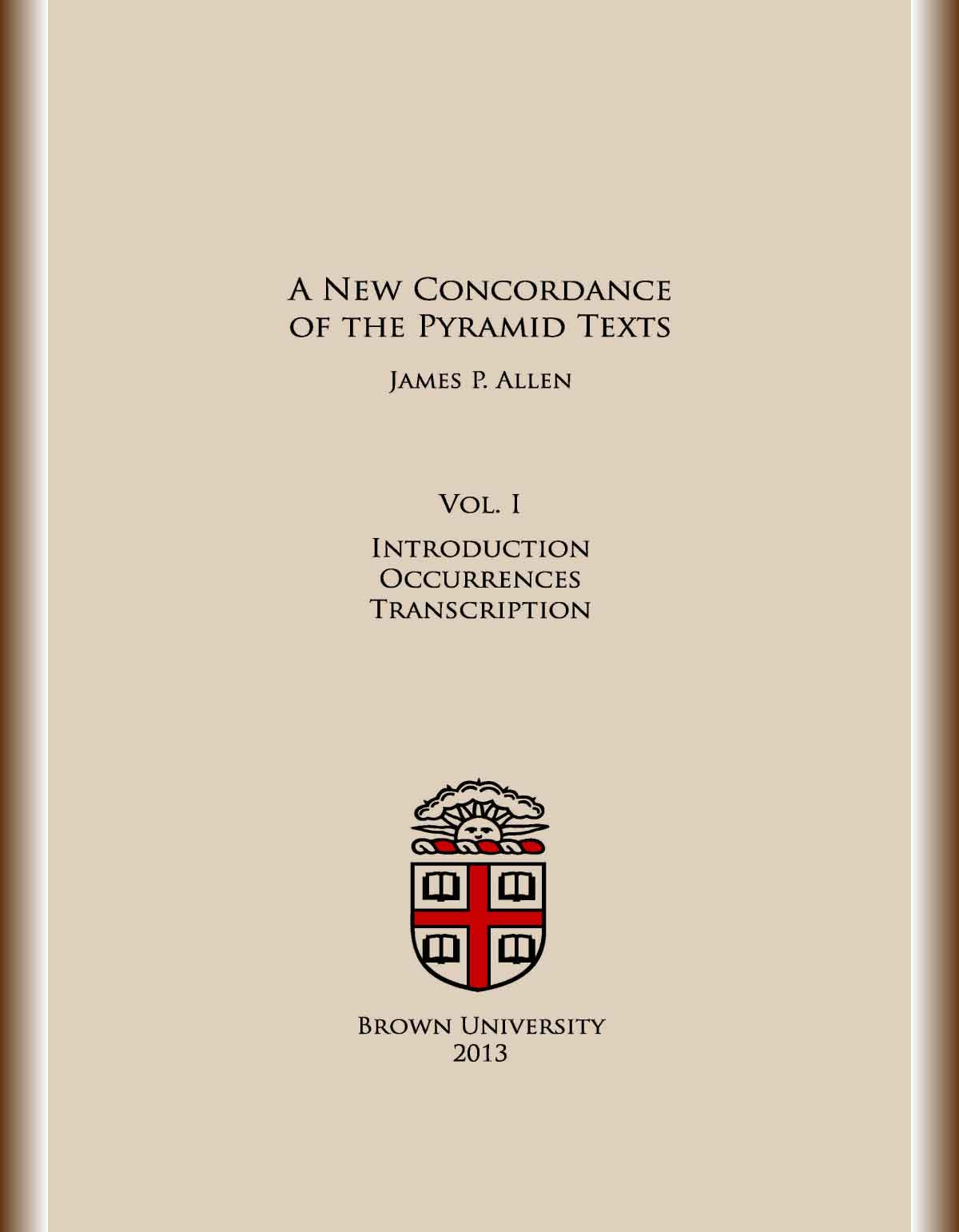 A New Concordance of the Pyramid Texts - Volume I-cover