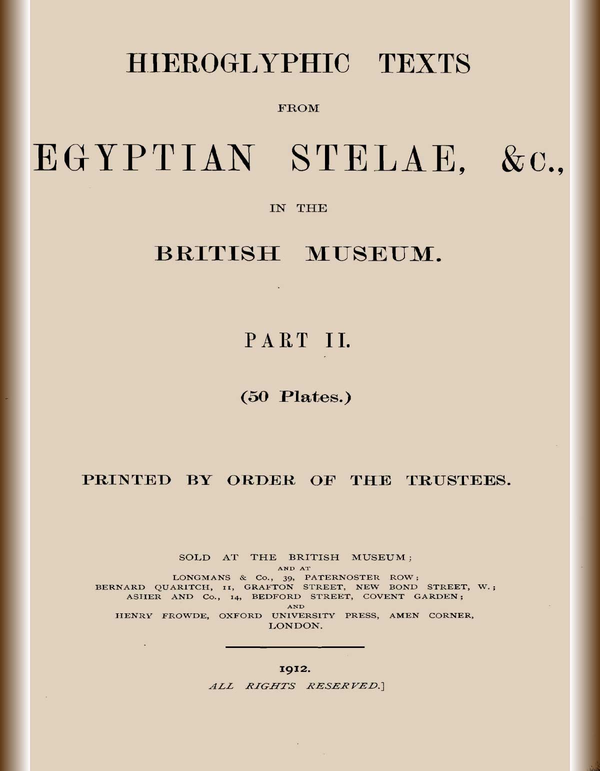 Hieroglyphic texts from Egyptian stelae, &c., in the British Museum. Part 2-cover