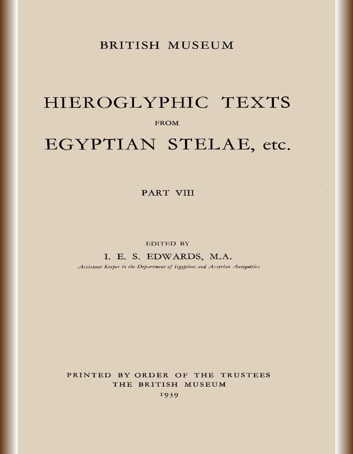 Hieroglyphic texts from Egyptian stelae, etc. Part 8-cover