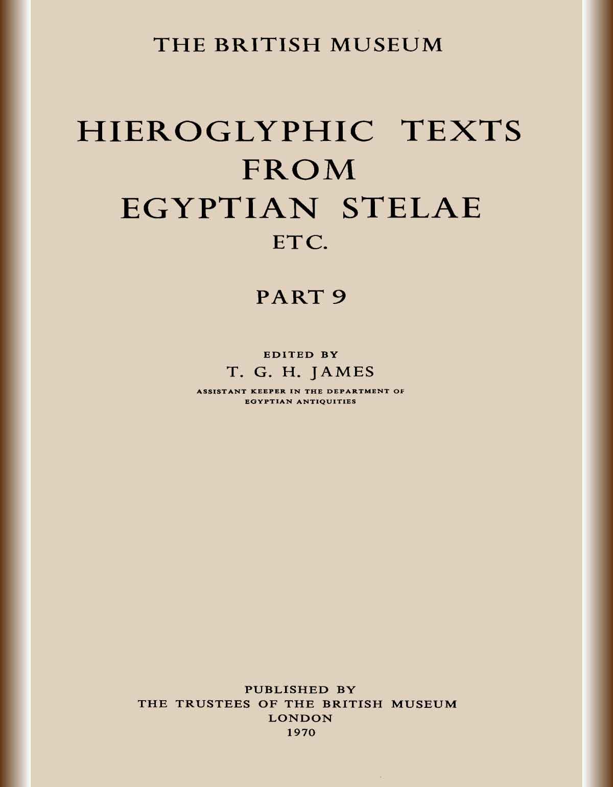 Hieroglyphic texts from Egyptian stelae etc. Part 9-cover