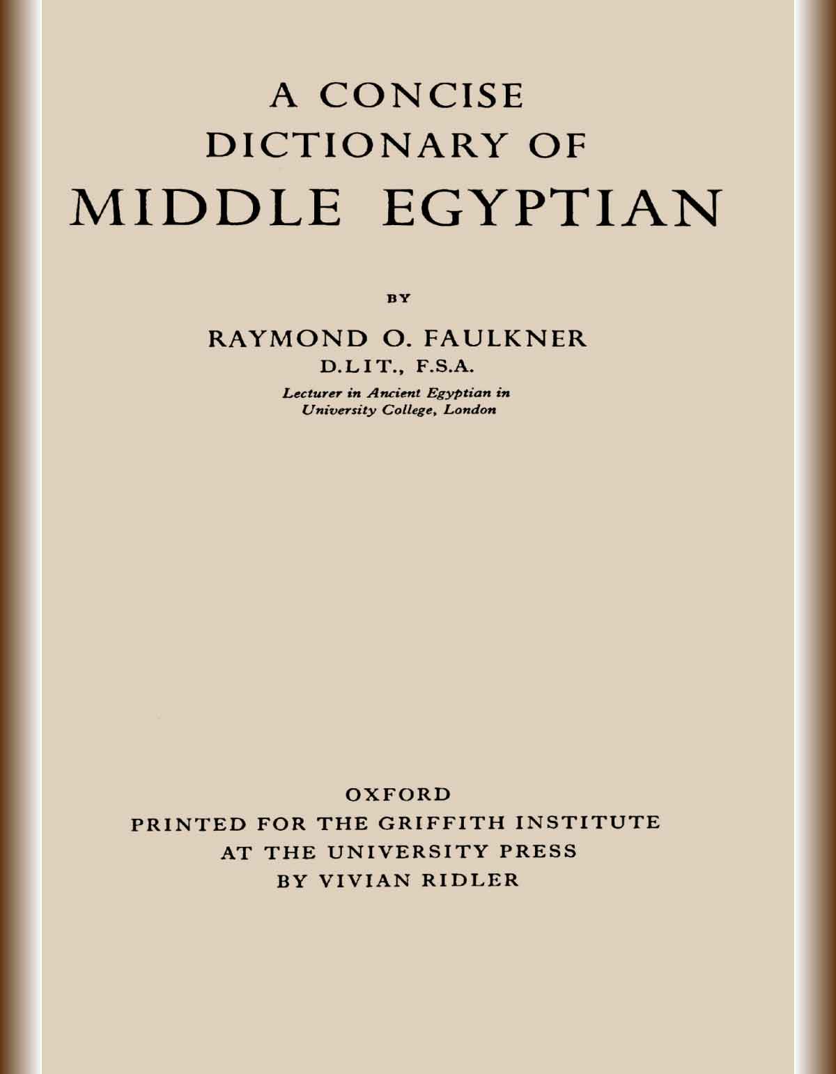 A Concise Dictionary of Middle Egyptian-cover